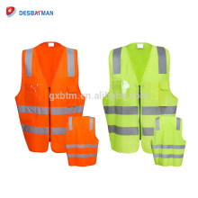 Gilet de sécurité de géomètre réfléchissant de vente directe de fabrication de service d&#39;OEM salut avec la poche et la tirette